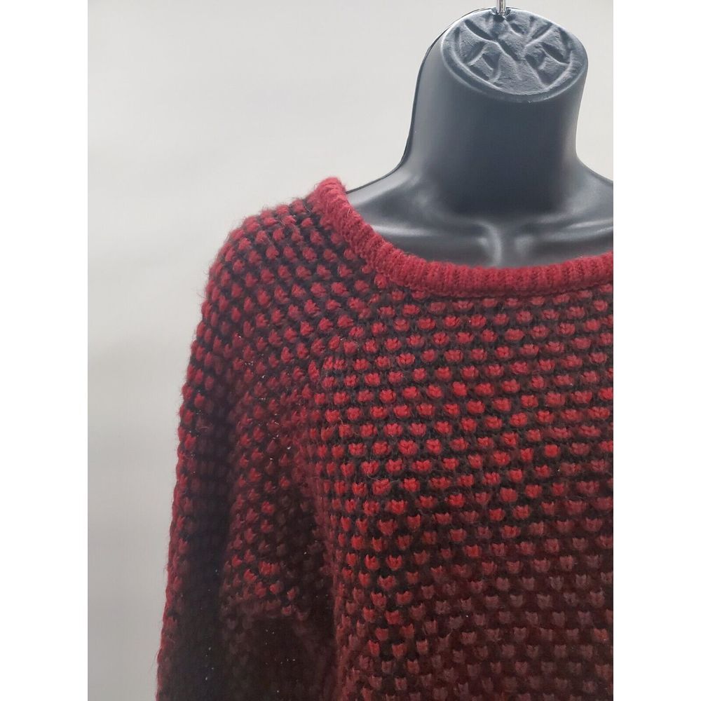 Olivia Sky Women's‎ Medium Sweater Maroon And Black Round Neck Soft Acrylic
